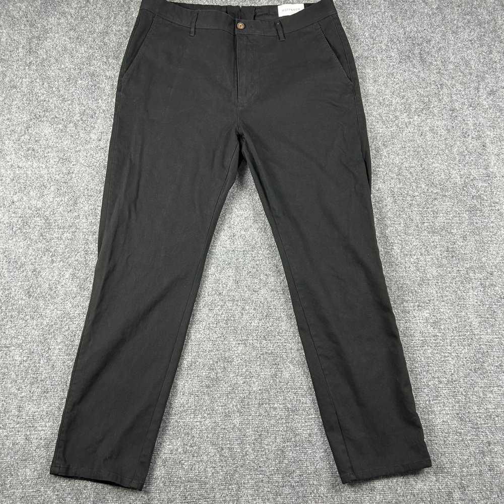 Mott & Bow Chino Pants Mens 36 Black Cotton Blend‎ Stretch Twill Trousers